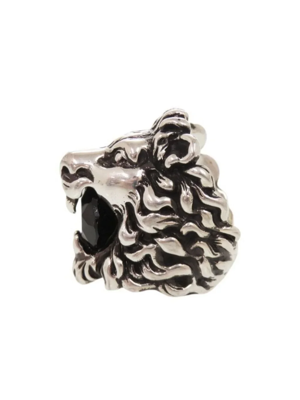 Gucci Lion Head Metal Stone Silver Ring